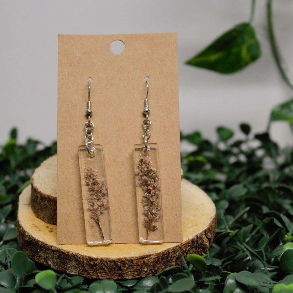 Handmade Resin Floral Drop Earrings Made With Real Dried Flowers -Hypoallergenic
